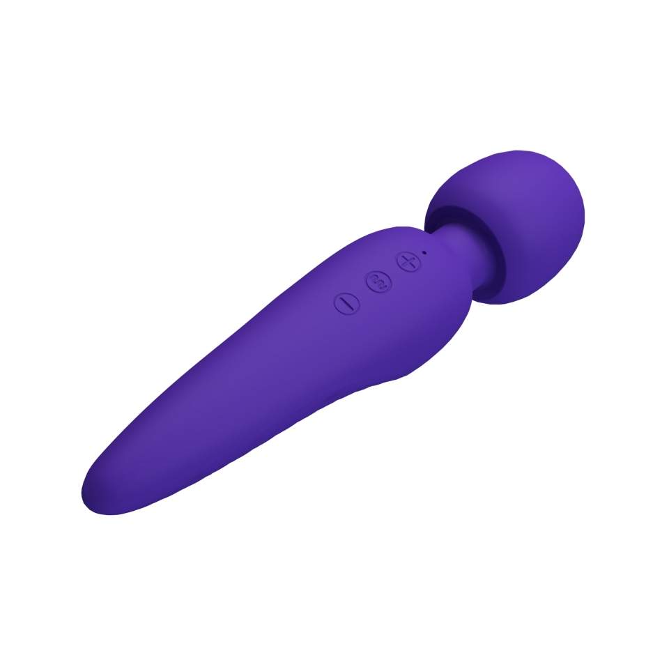 Ciemnofioletowy silikonowy masażer łechtaczki w kształcie różdżki - 7 trybów wibracji