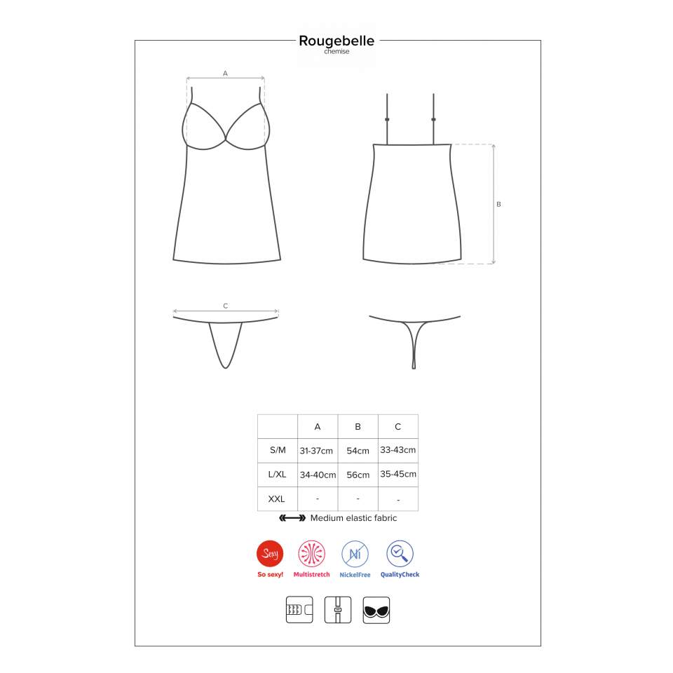 Czerwona koszulka Obsessive Rougebelle w komplecie ze stringami