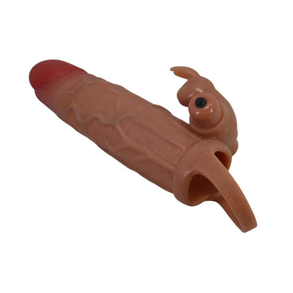 Nakładka na penisa wydłużająca i pogrubiąjaca + dodatkowy mini wibrator - 10 trybów wibracji