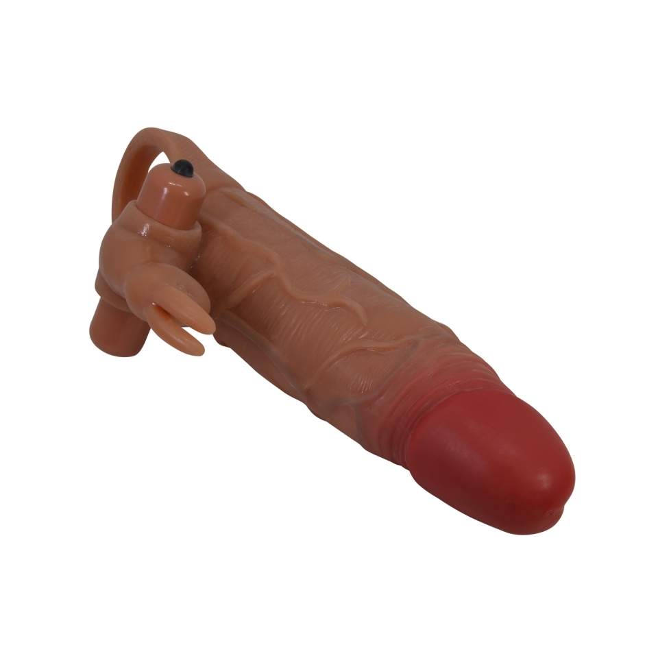 Nakładka na penisa wydłużająca i pogrubiąjaca + dodatkowy mini wibrator - 10 trybów wibracji