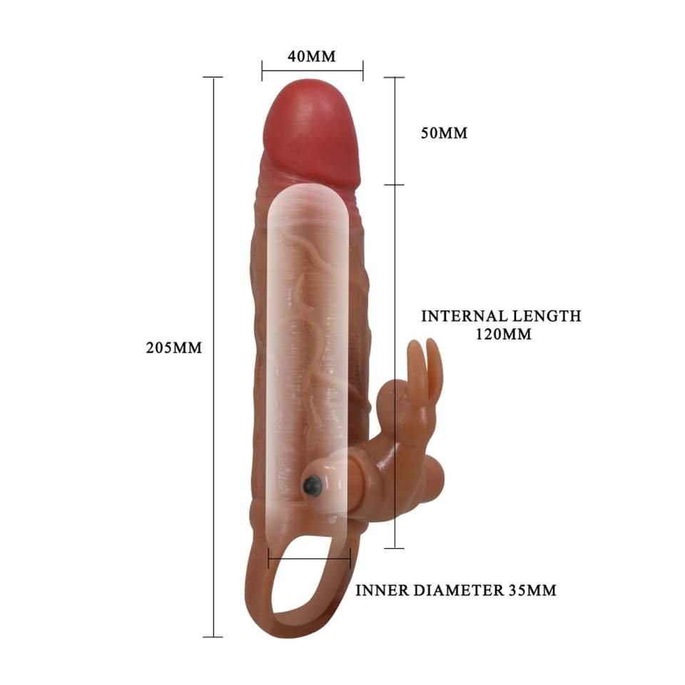 Nakładka na penisa wydłużająca i pogrubiąjaca + dodatkowy mini wibrator - 10 trybów wibracji