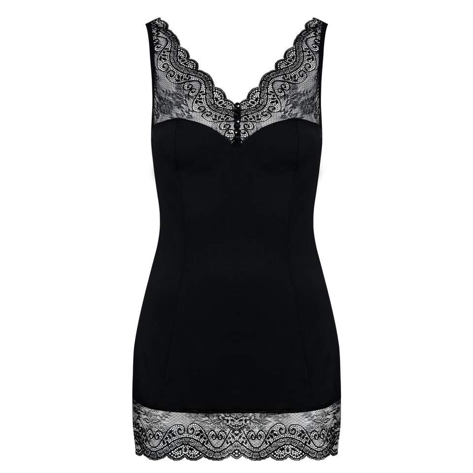 Czarna koszulka Obsessive Miamor w komplecie ze stringami