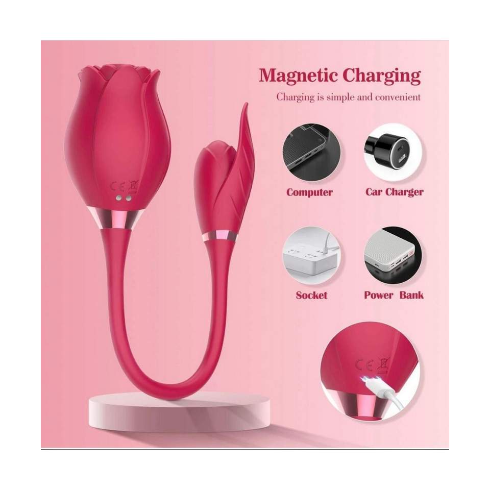 Wibrator z funkcją stymulacji łechtaczki 2w1 - 10 trybów wibracji i bezdodytokwej stymulacji