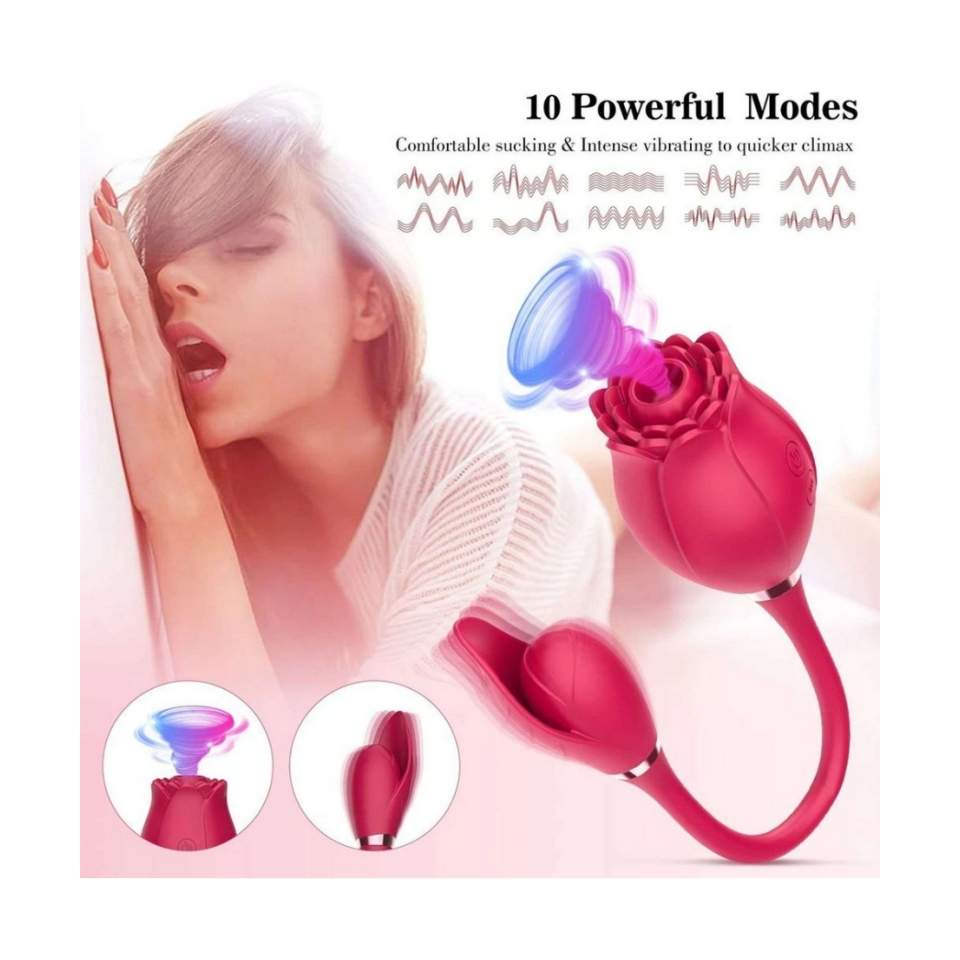 Wibrator z funkcją stymulacji łechtaczki 2w1 - 10 trybów wibracji i bezdodytokwej stymulacji