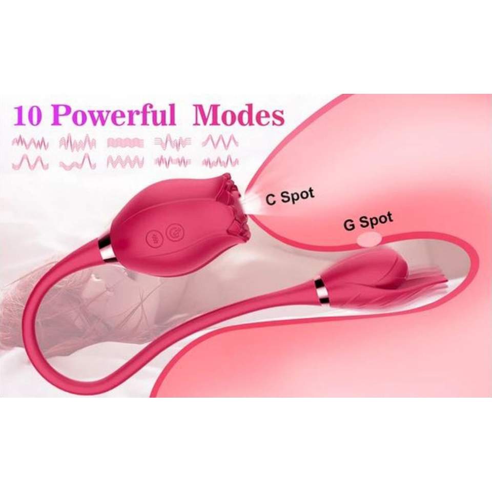Wibrator z funkcją stymulacji łechtaczki 2w1 - 10 trybów wibracji i bezdodytokwej stymulacji