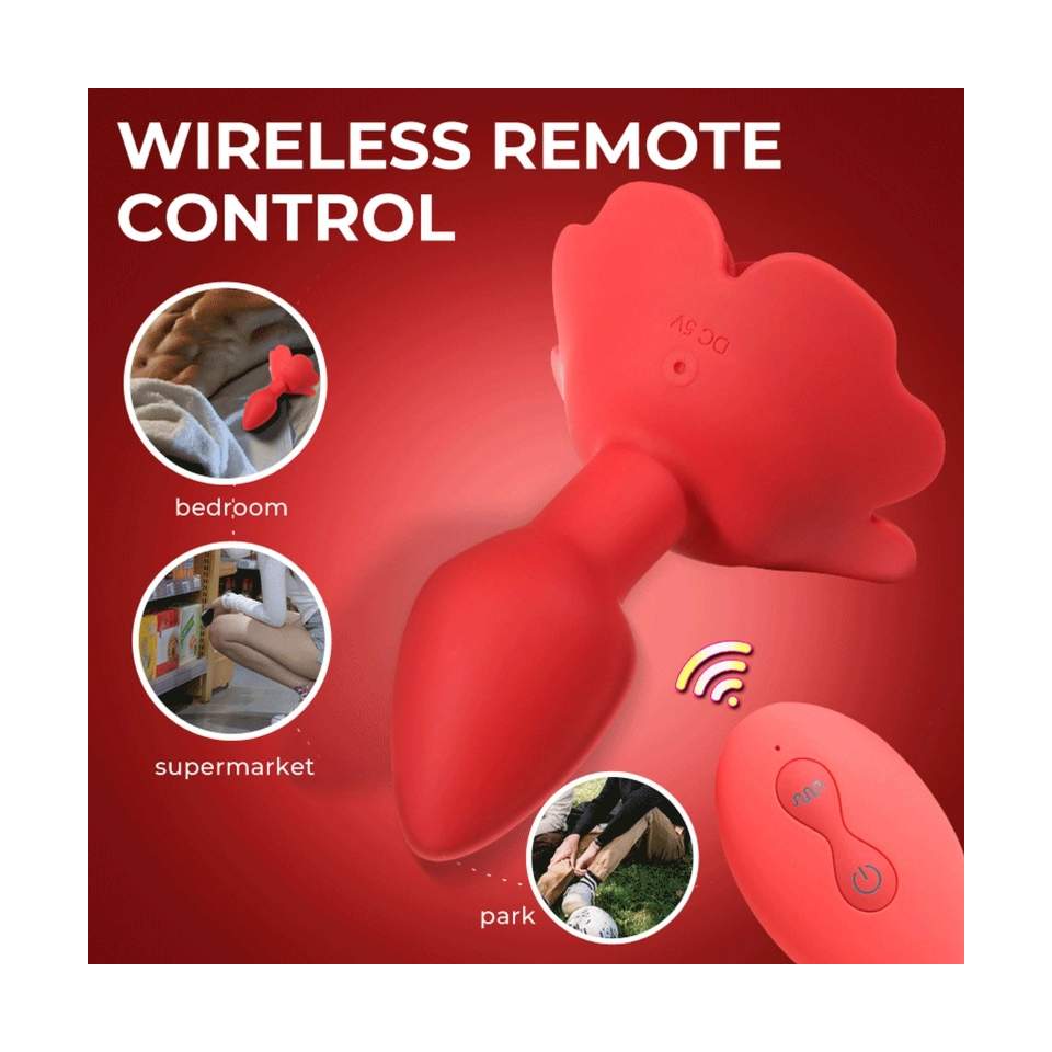 Sikikonowy Obrotowy korek analny w kształcie róży strerowany pilotem - 10 trybów pracy