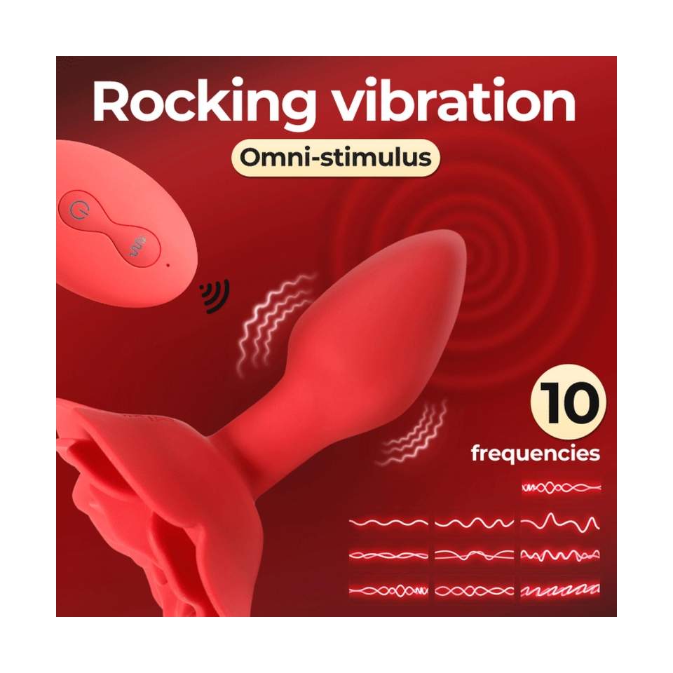 Sikikonowy Obrotowy korek analny w kształcie róży strerowany pilotem - 10 trybów pracy