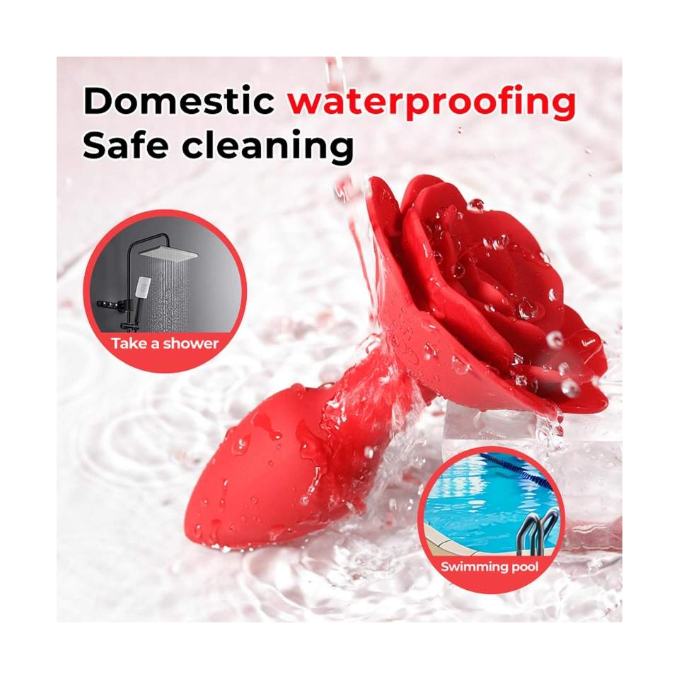 Sikikonowy Obrotowy korek analny w kształcie róży strerowany pilotem - 10 trybów pracy