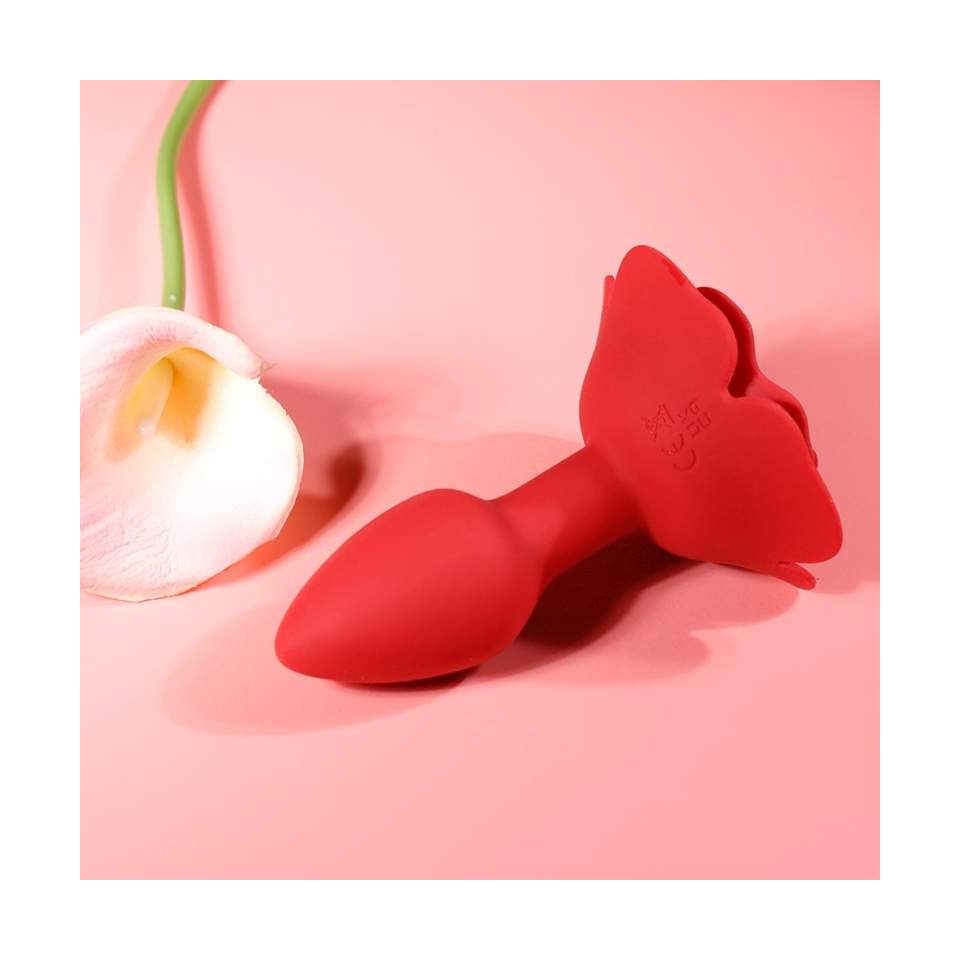 Sikikonowy Obrotowy korek analny w kształcie róży strerowany pilotem - 10 trybów pracy