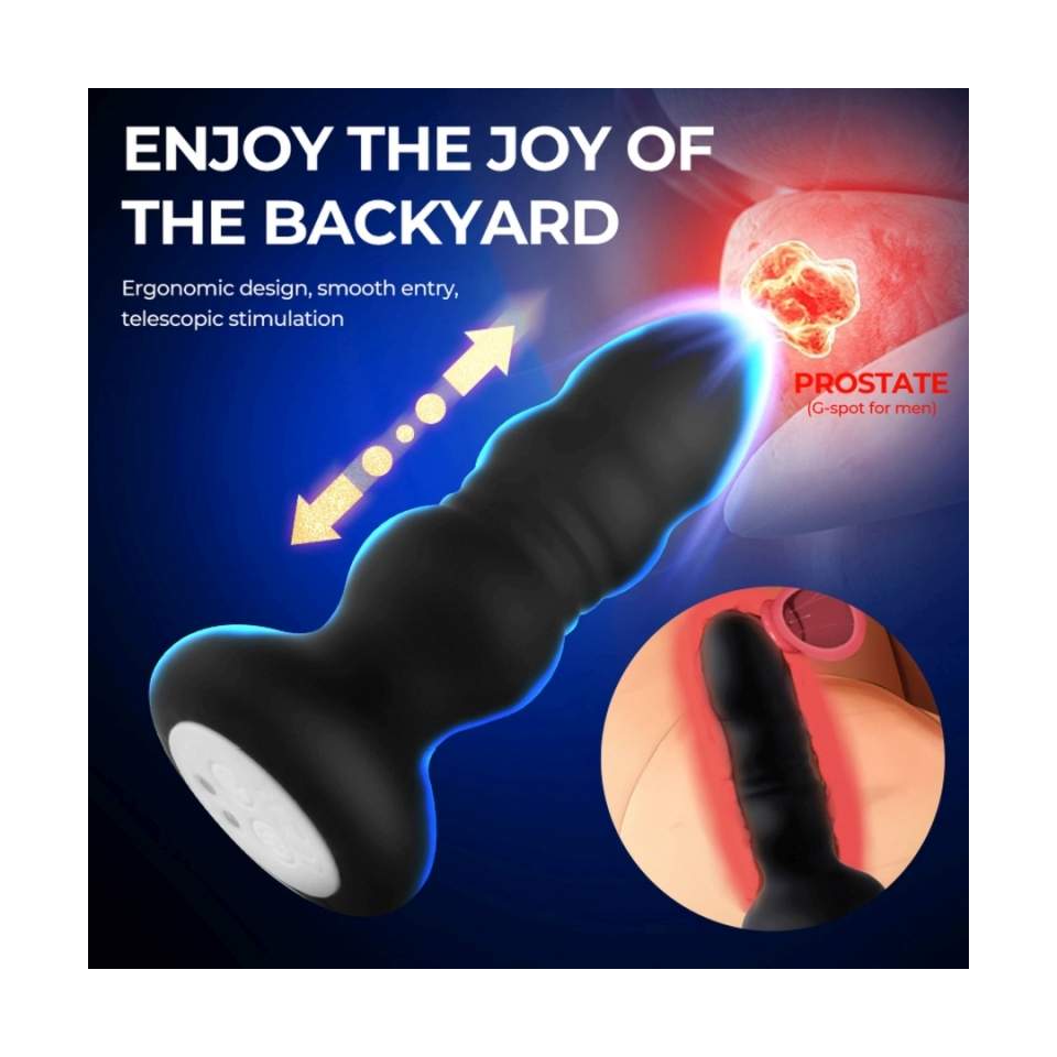 Podświetlany korek analny sterowany pilotem: 9 trybów wibracji i 9 dynamicznych funkcji pchnięć