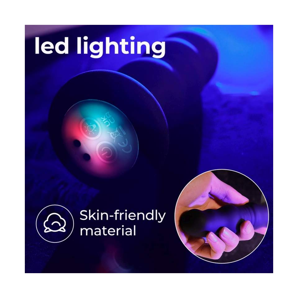 Podświetlany korek analny sterowany pilotem: 9 trybów wibracji i 9 dynamicznych funkcji pchnięć