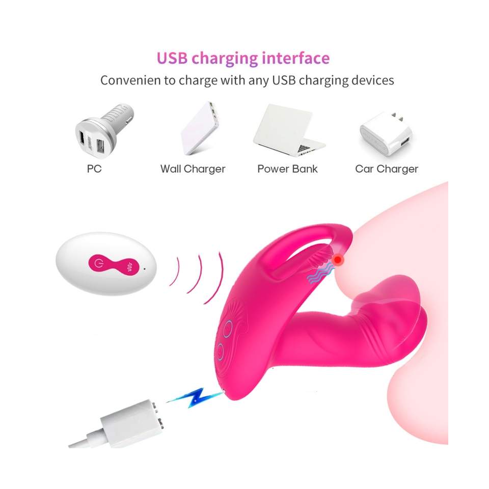 Wodoodporny wibrujący wibrator z funkcją ruchomego języczka, sterowany pilotem