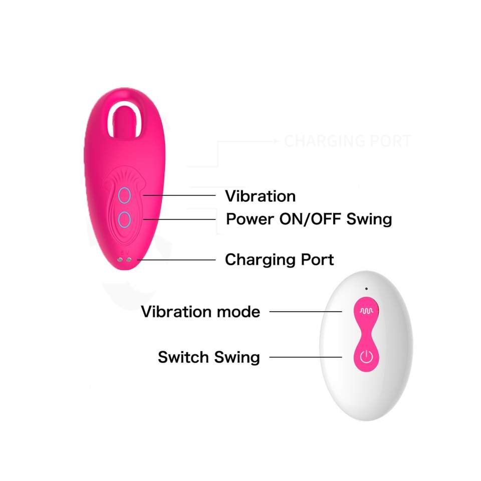 Wodoodporny wibrujący wibrator z funkcją ruchomego języczka, sterowany pilotem