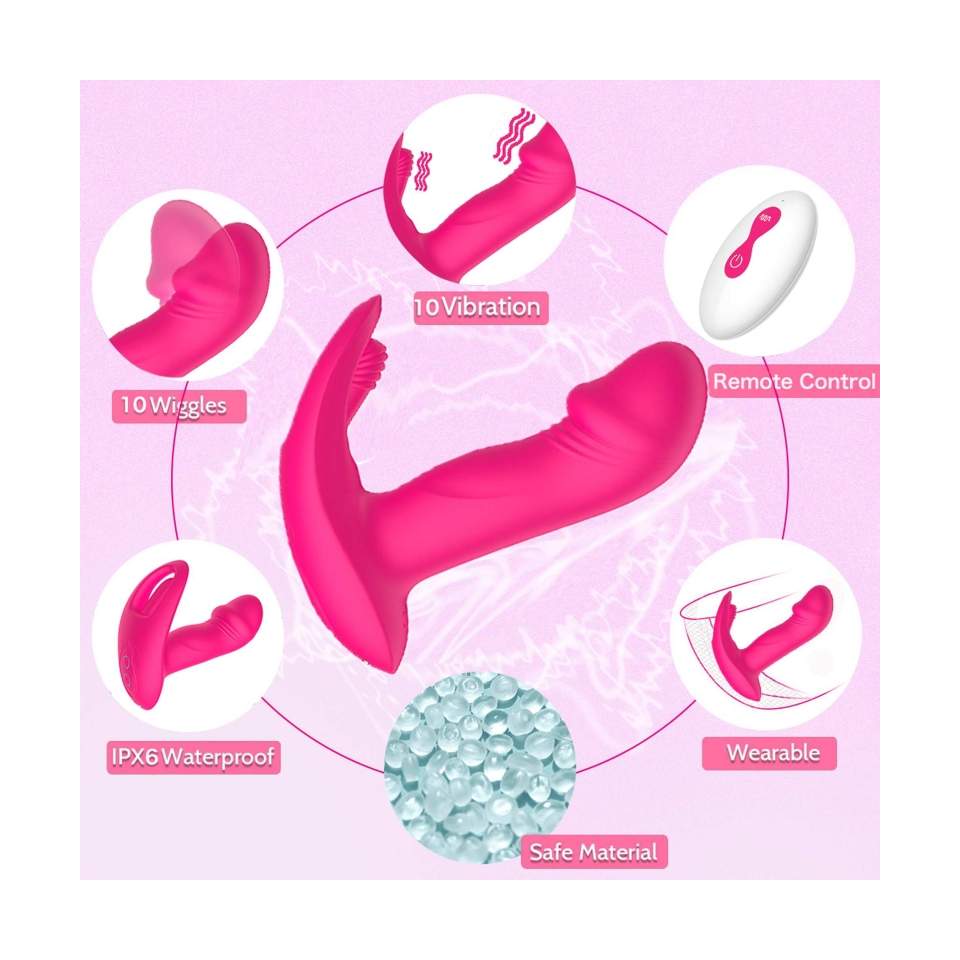 Wodoodporny wibrujący wibrator z funkcją ruchomego języczka, sterowany pilotem