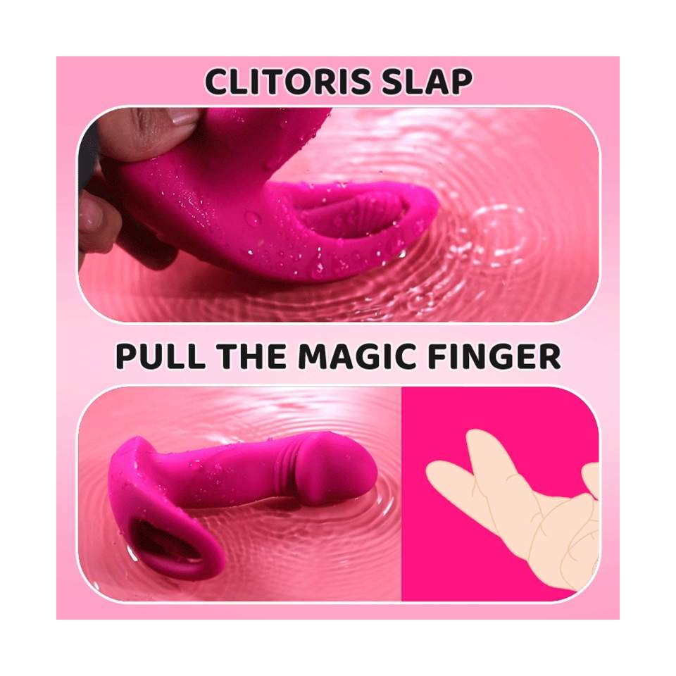 Wodoodporny wibrujący wibrator z funkcją ruchomego języczka, sterowany pilotem