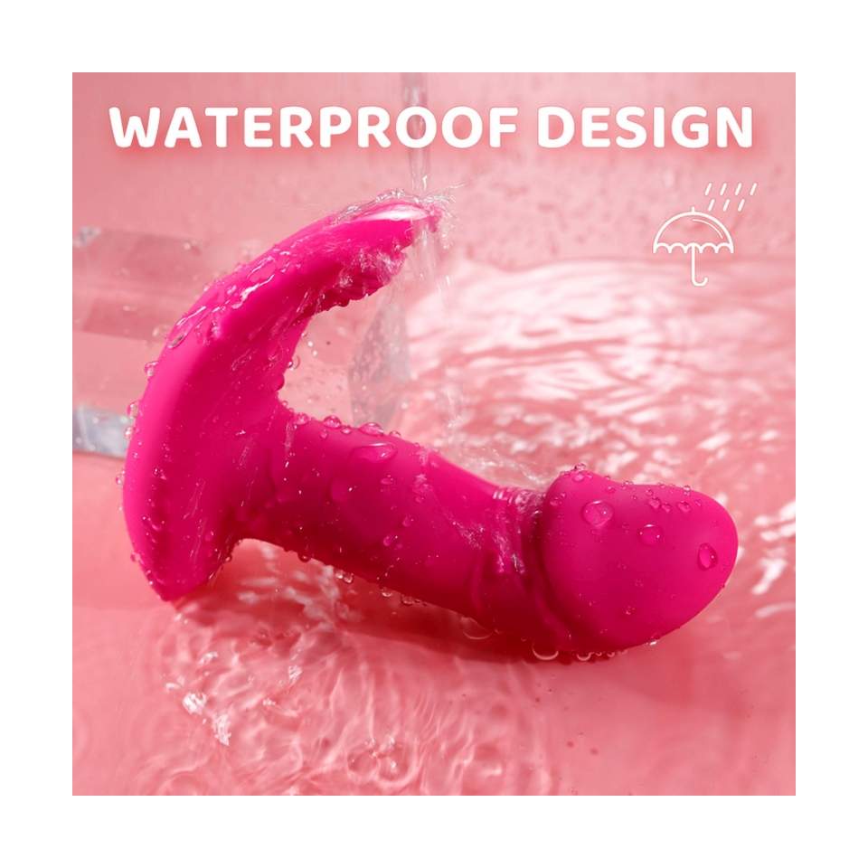 Wodoodporny wibrujący wibrator z funkcją ruchomego języczka, sterowany pilotem