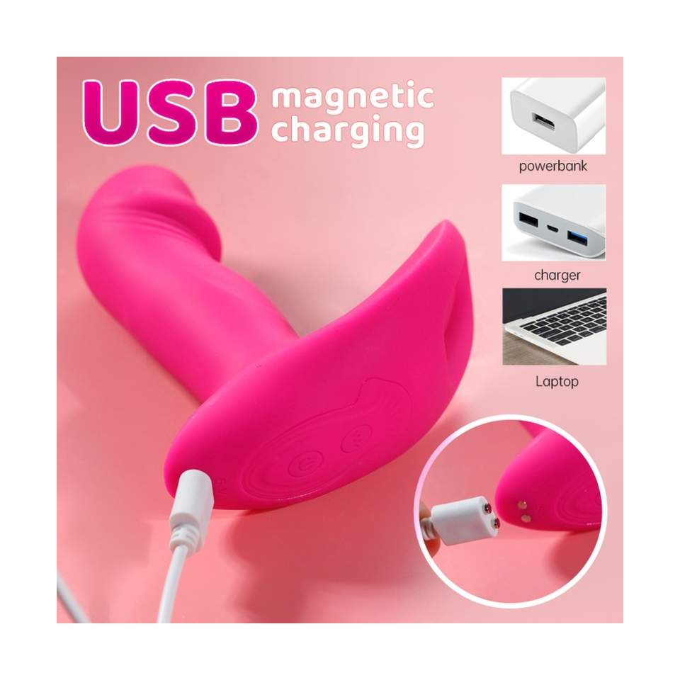 Wodoodporny wibrujący wibrator z funkcją ruchomego języczka, sterowany pilotem