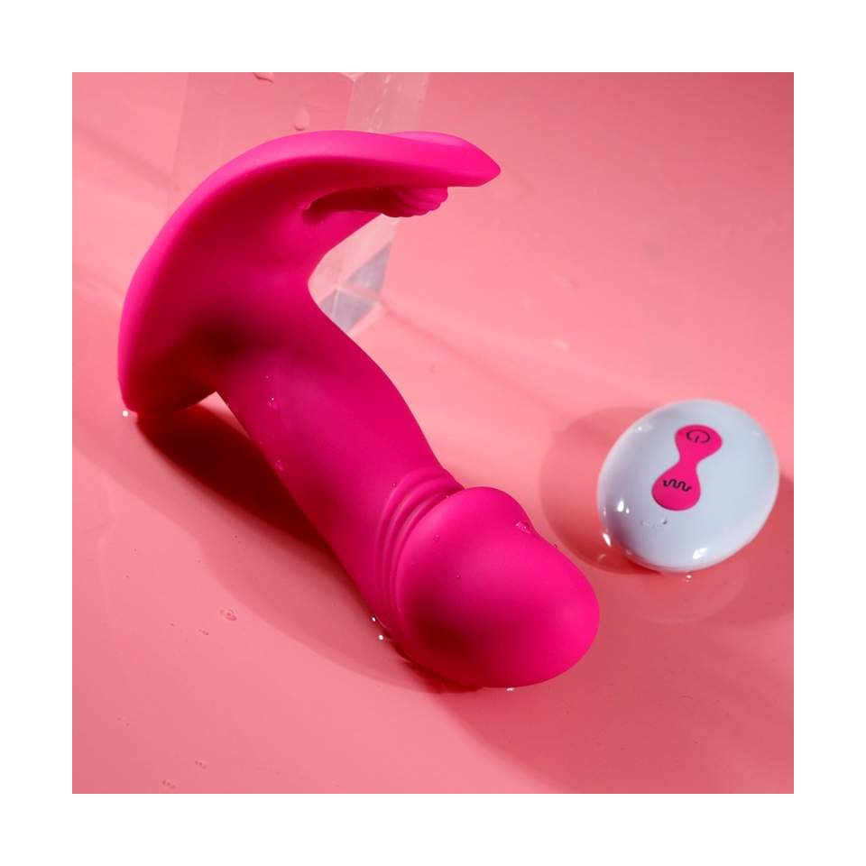 Wodoodporny wibrujący wibrator z funkcją ruchomego języczka, sterowany pilotem