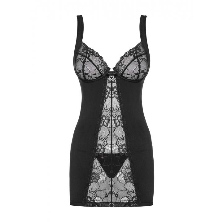 Czarna koszulka Obsessive Heartina + w komplecie ze stringami