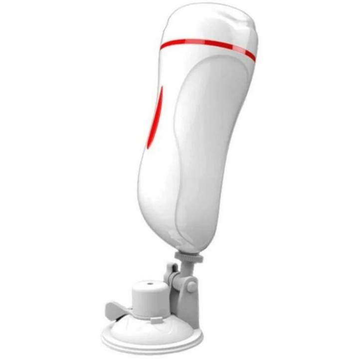Męski Masturbator Wibrujący z Przyssawką, wodoodporny - ładowany USB, w kolorze cbiałym