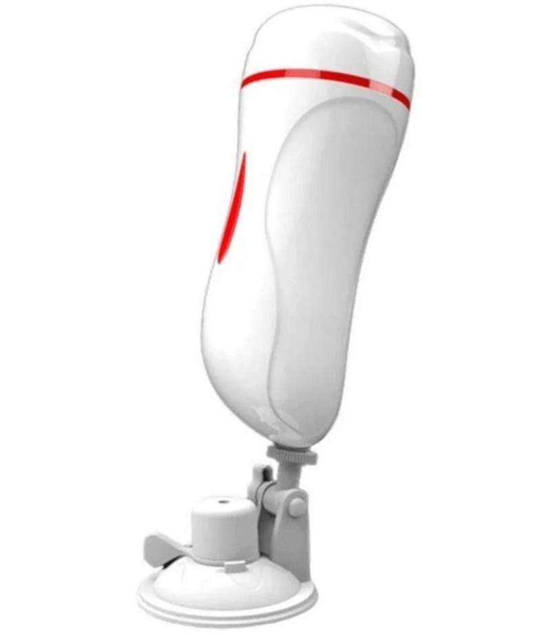 Męski Masturbator Wibrujący z Przyssawką, wodoodporny - ładowany USB, w kolorze cbiałym