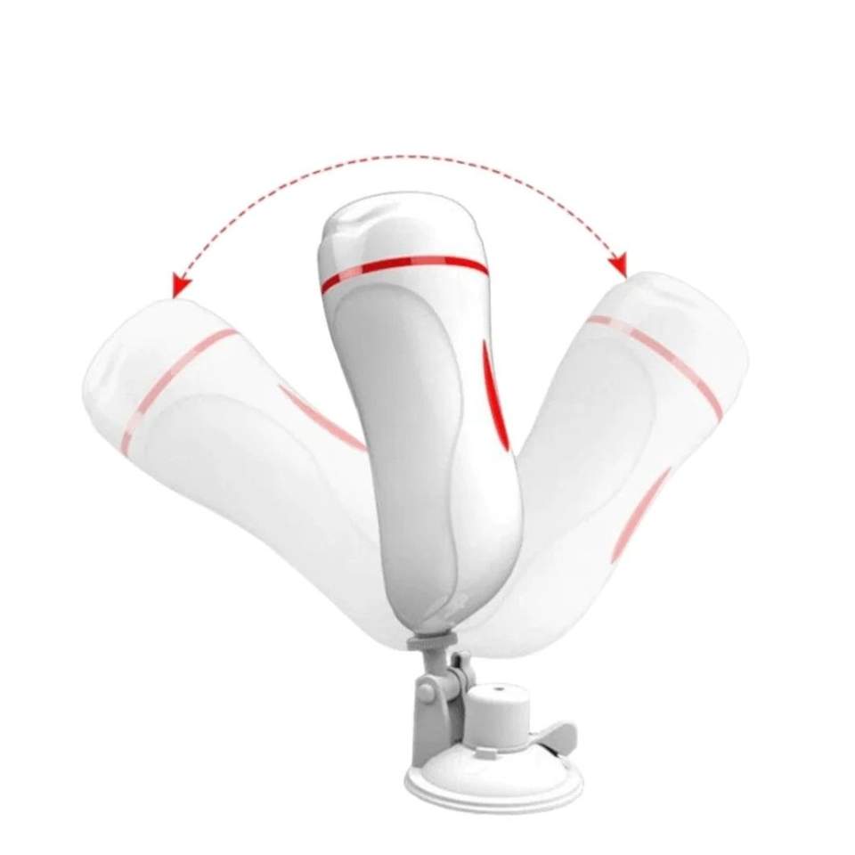 Męski Masturbator Wibrujący z Przyssawką, wodoodporny - ładowany USB, w kolorze cbiałym