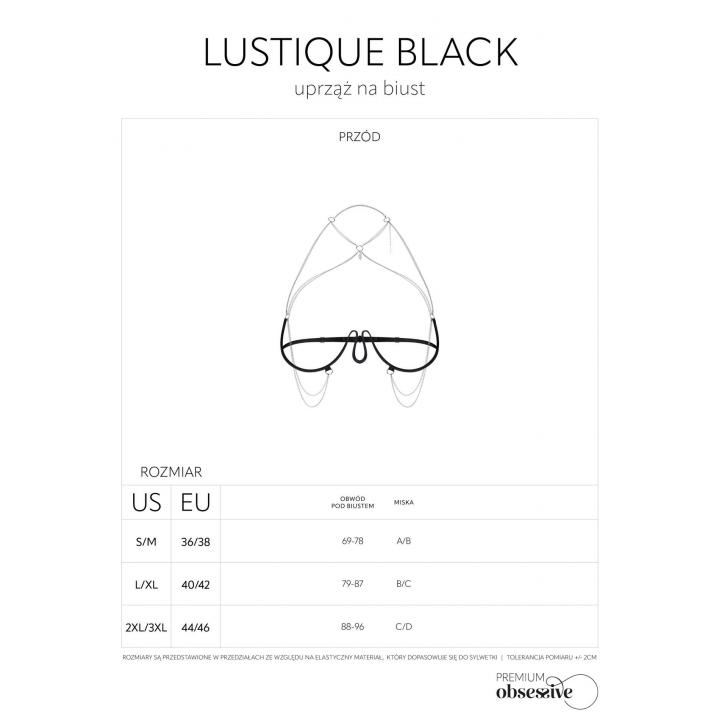 Uprząż na biust z dodatkiem biżuterii w kolorze czarnym marki Obsessive Lustique
