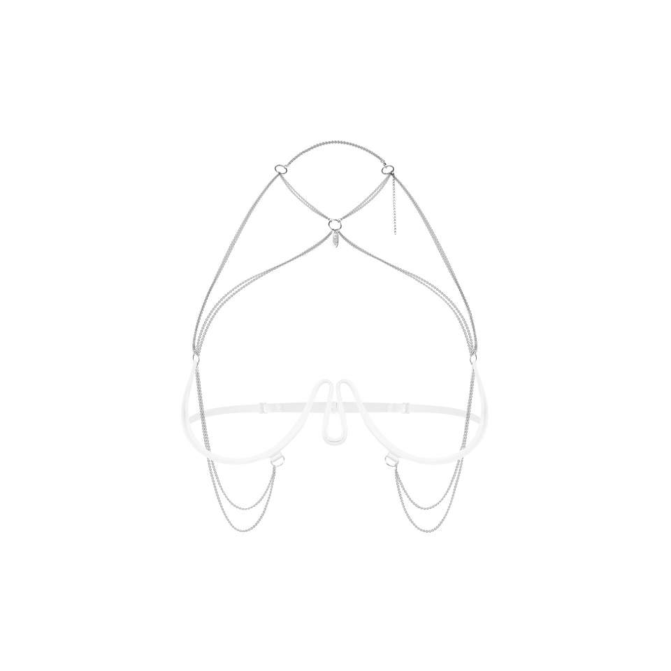 Uprząż na biust z dodatkiem biżuterii w kolorze białym marki Obsessive Lustique