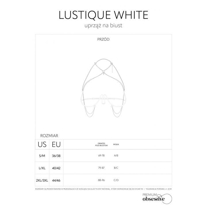 Uprząż na biust z dodatkiem biżuterii w kolorze białym marki Obsessive Lustique