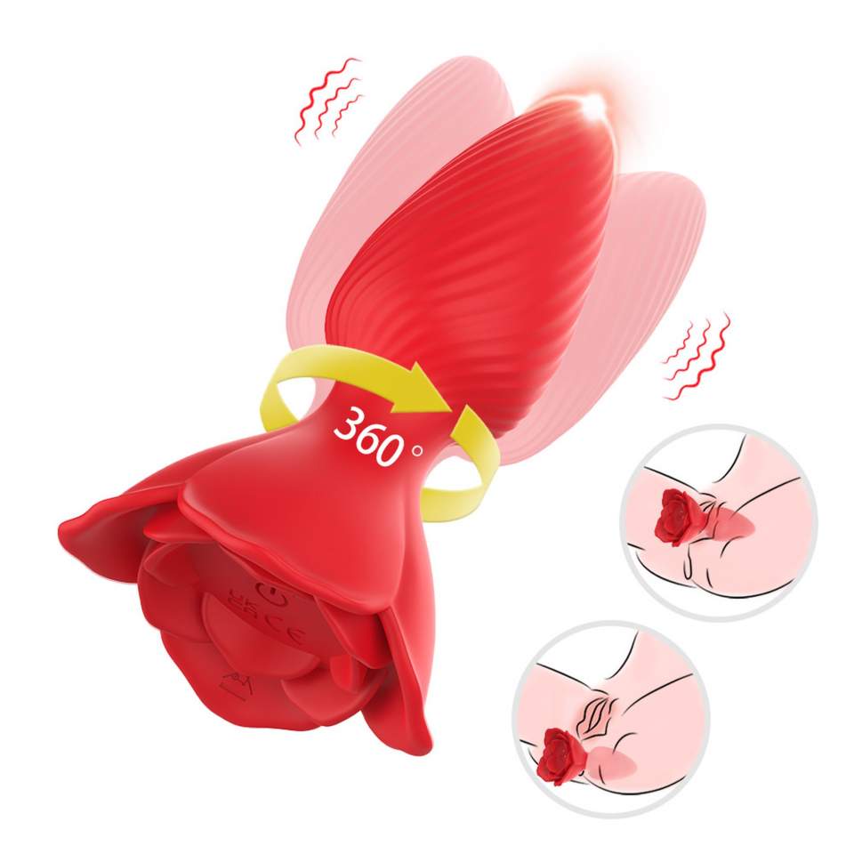 Silikonowy korek analny z wibracjami w kształcie róży, wodoodporny - 9 trybów pracy