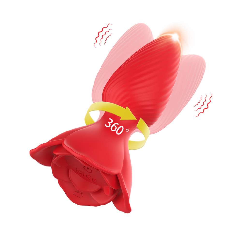 Silikonowy korek analny z wibracjami w kształcie róży, wodoodporny - 9 trybów pracy