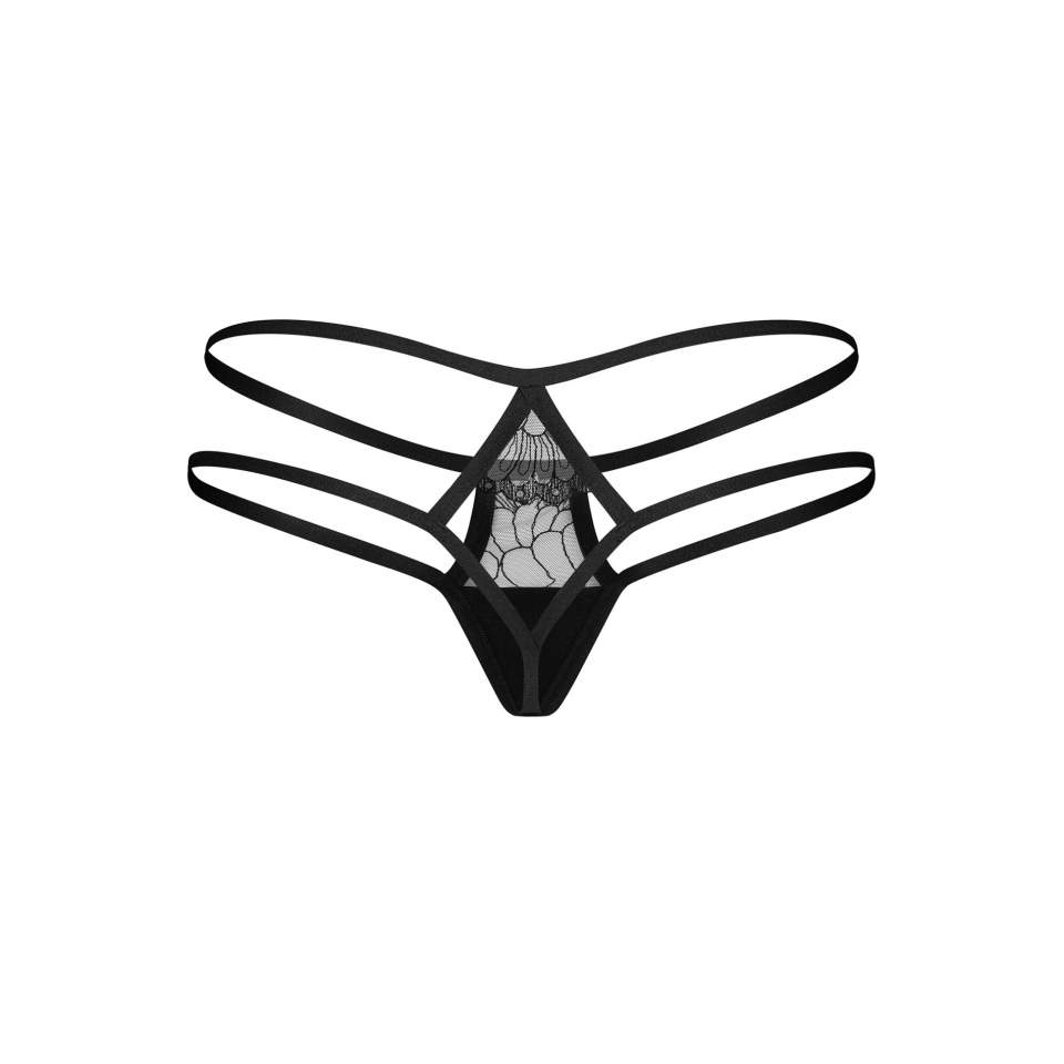 Seksowne figi z paseczkami w kolorze czarnym z dodatkiem koronki Obsessive Arrowel Black