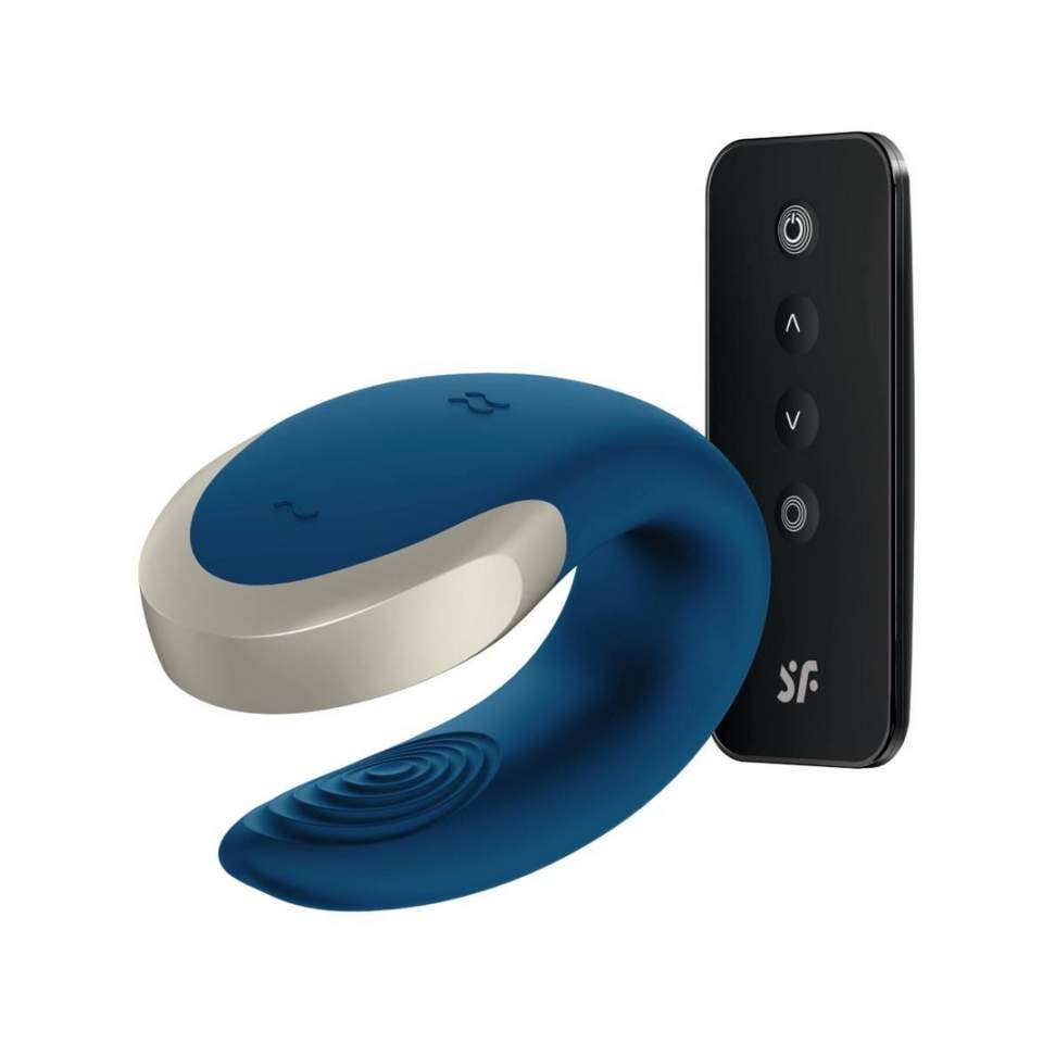 Wibrator dla Par z Pilotem i Aplikacją - Satisfyer Double Love Blue