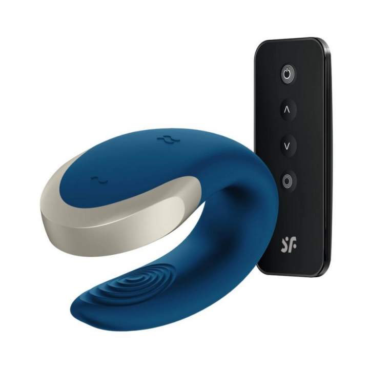 Wibrator dla Par z Pilotem i Aplikacją - Satisfyer Double Love Blue