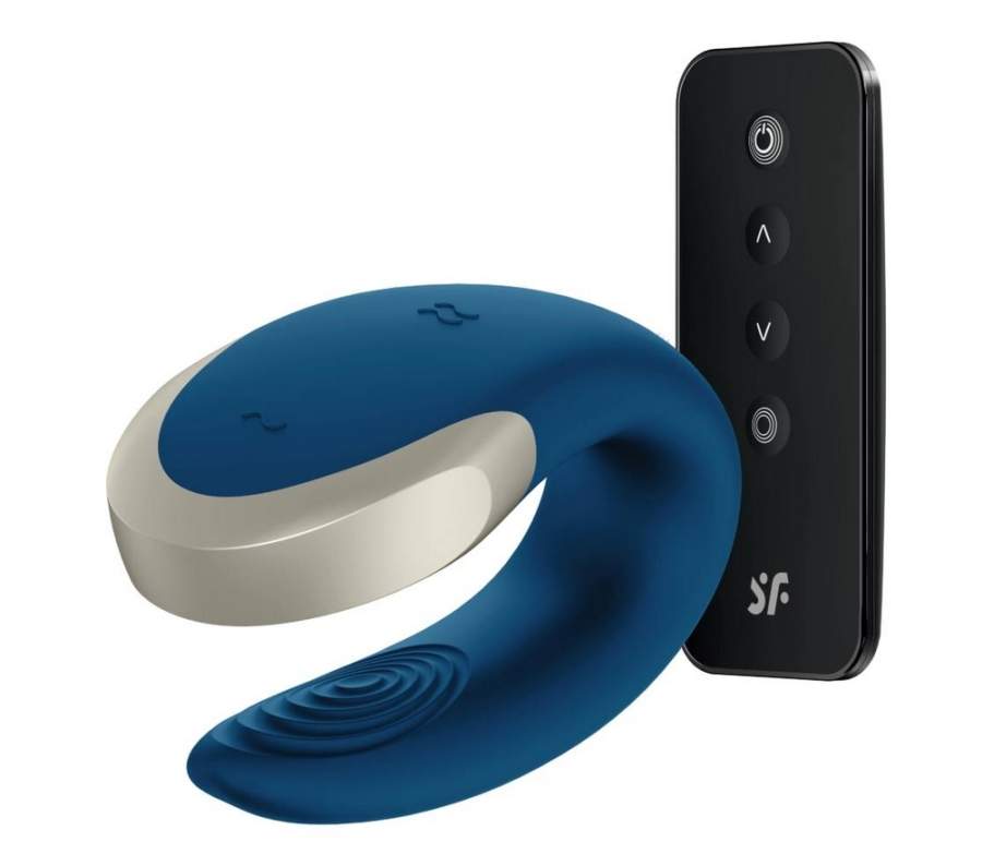 Wibrator dla Par z Pilotem i Aplikacją - Satisfyer Double Love Blue