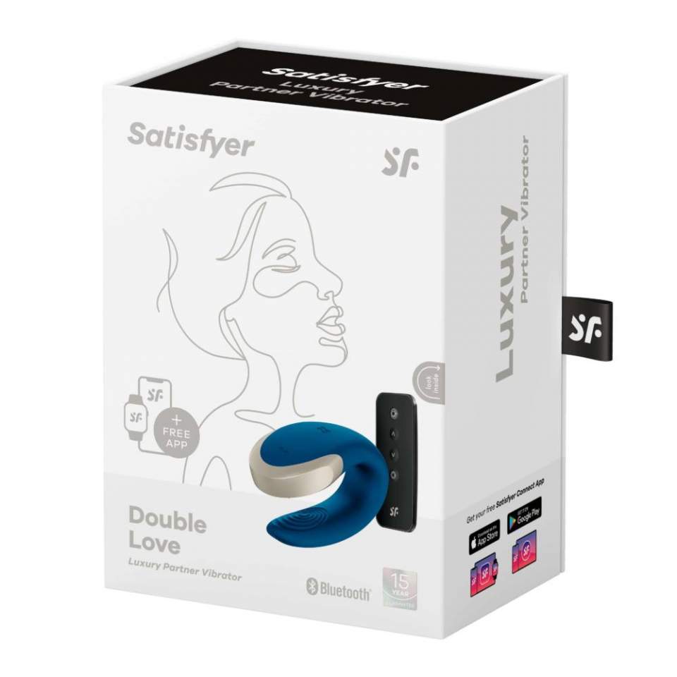 Wibrator dla Par z Pilotem i Aplikacją - Satisfyer Double Love Blue