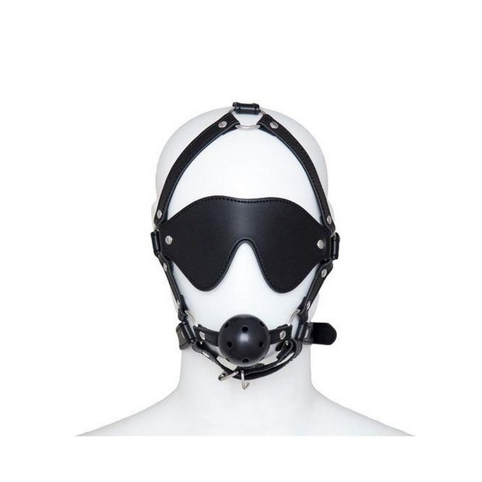 Uprząż na głowę z opaską na oczy i kneblem