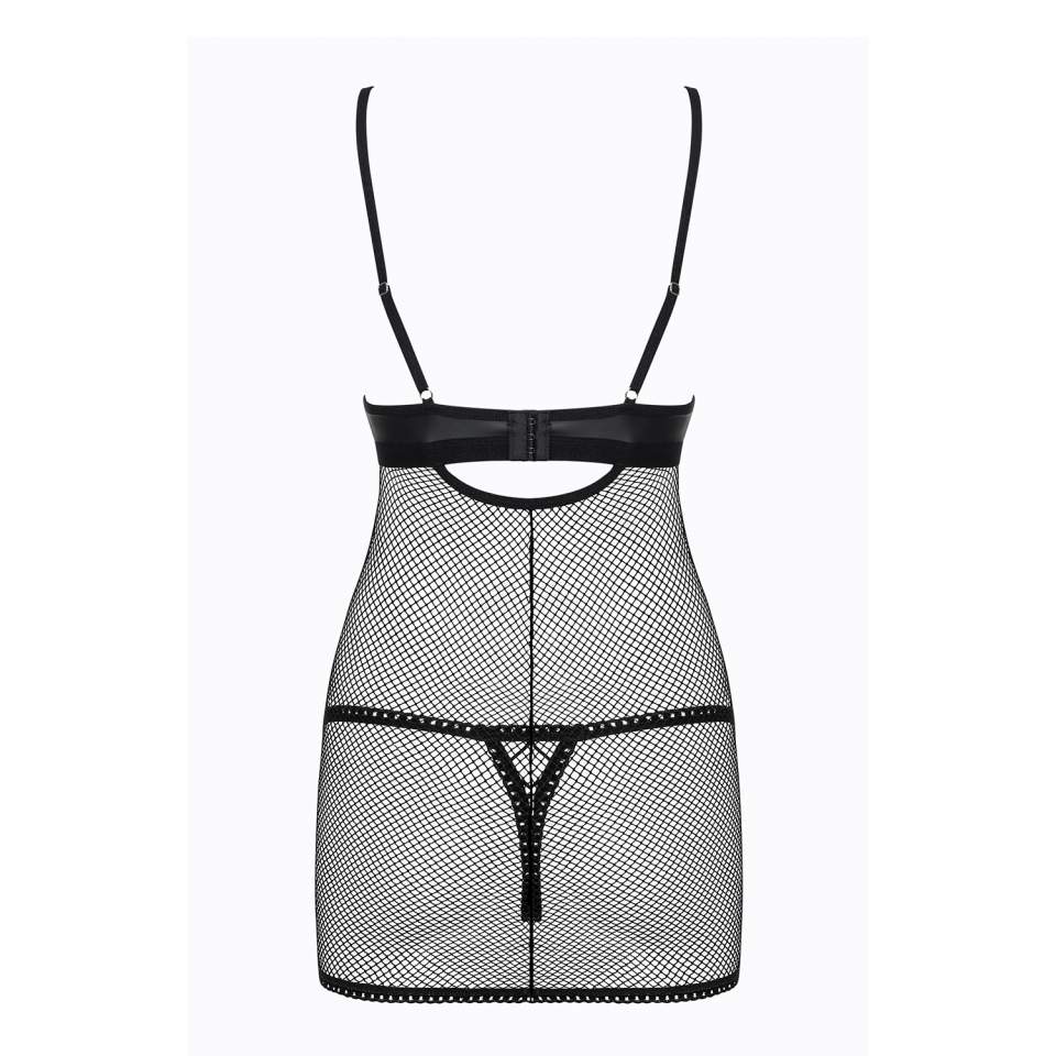 Czarna koszulka Obsessive Redella w komplecie ze stringami