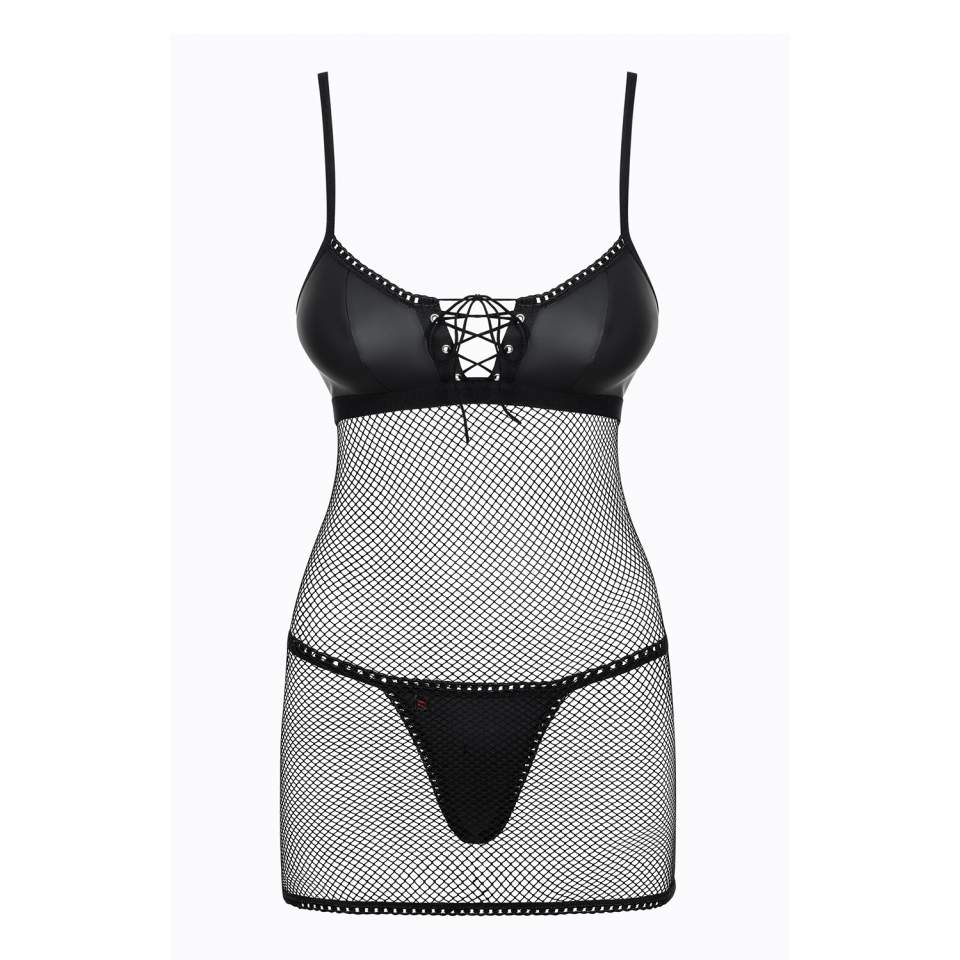 Czarna koszulka Obsessive Redella w komplecie ze stringami