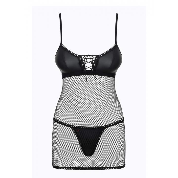 Czarna koszulka Obsessive Redella w komplecie ze stringami