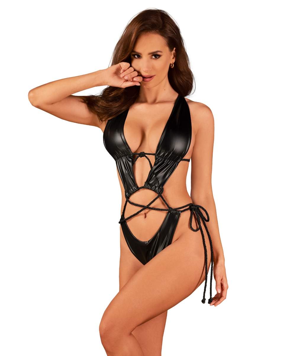 Niezwykle seksowne otwarte body  typu wet look Obsessive Cordellis