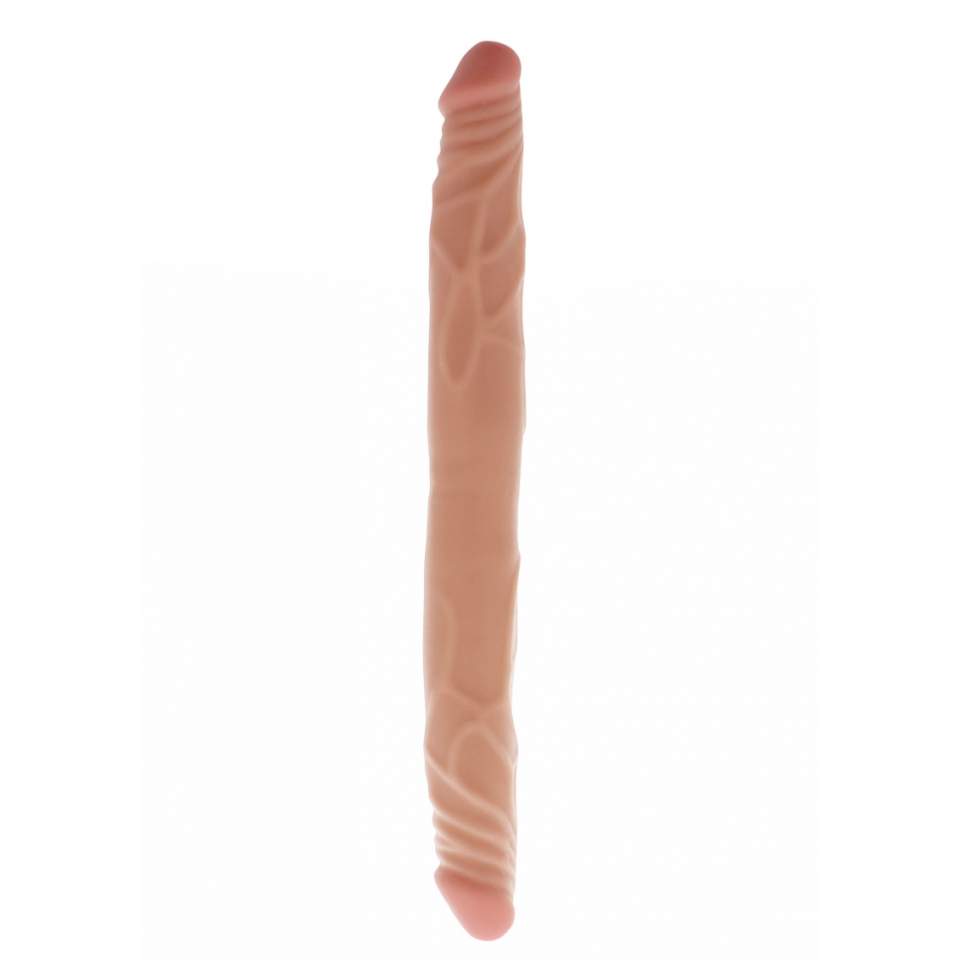 Elastyczne dildo 2w1 w kolorze cielistym do zabawy solo i w parze - 35cm