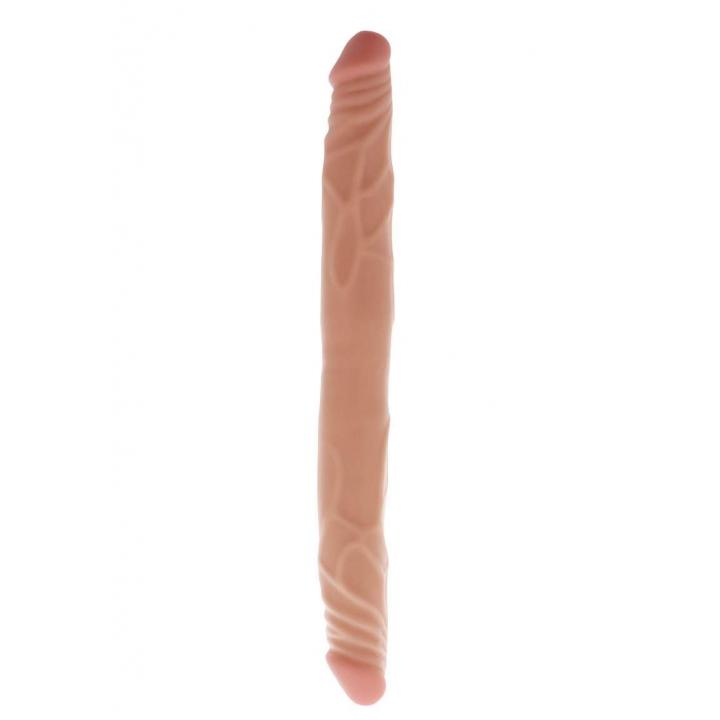 Elastyczne dildo 2w1 w kolorze cielistym do zabawy solo i w parze - 35cm