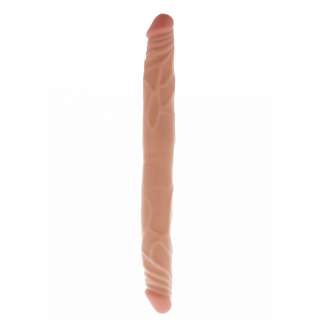 Elastyczne dildo 2w1 w kolorze cielistym do zabawy solo i w parze - 35cm