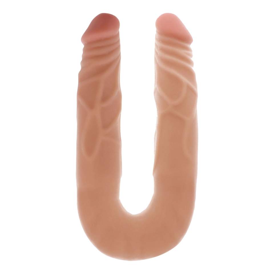 Elastyczne dildo 2w1 w kolorze cielistym do zabawy solo i w parze - 35cm