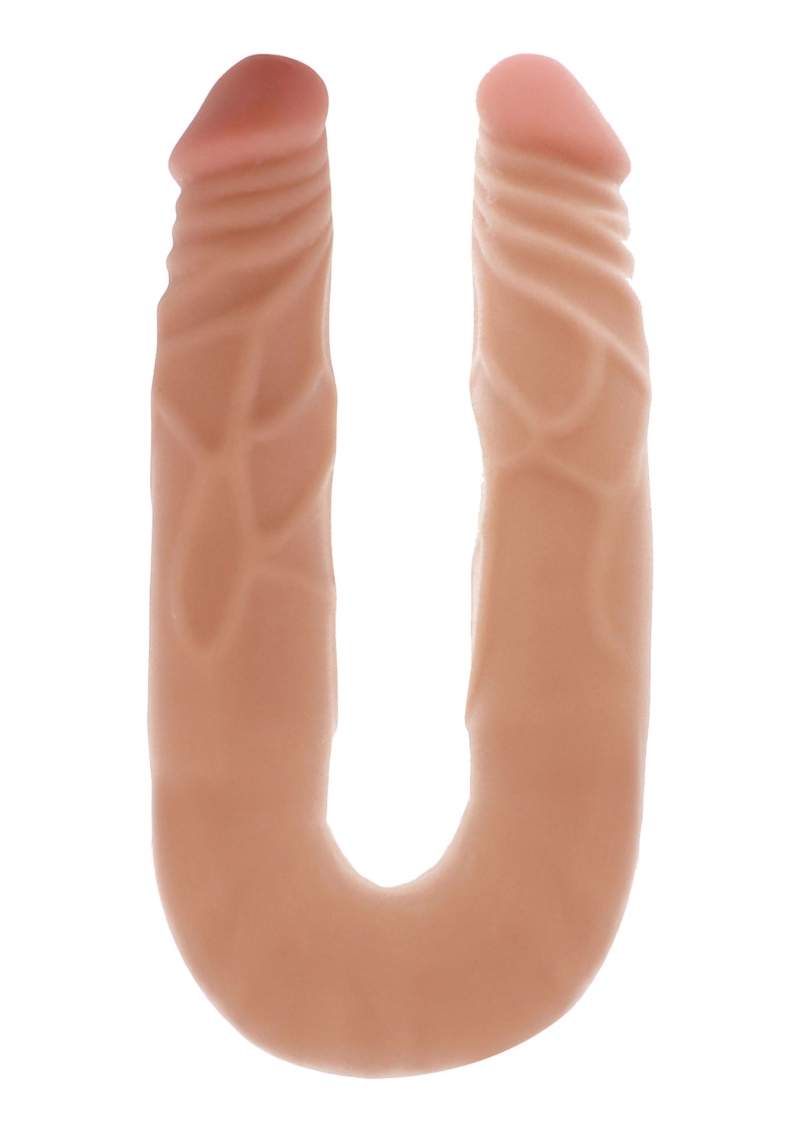 Elastyczne dildo 2w1 w kolorze cielistym do zabawy solo i w parze - 35cm