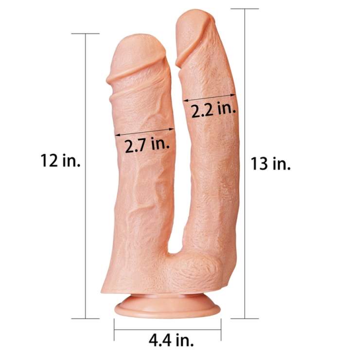 Realistyczne, dwustronne dildo King Size 2w1 z przyssawką- 30,5cm