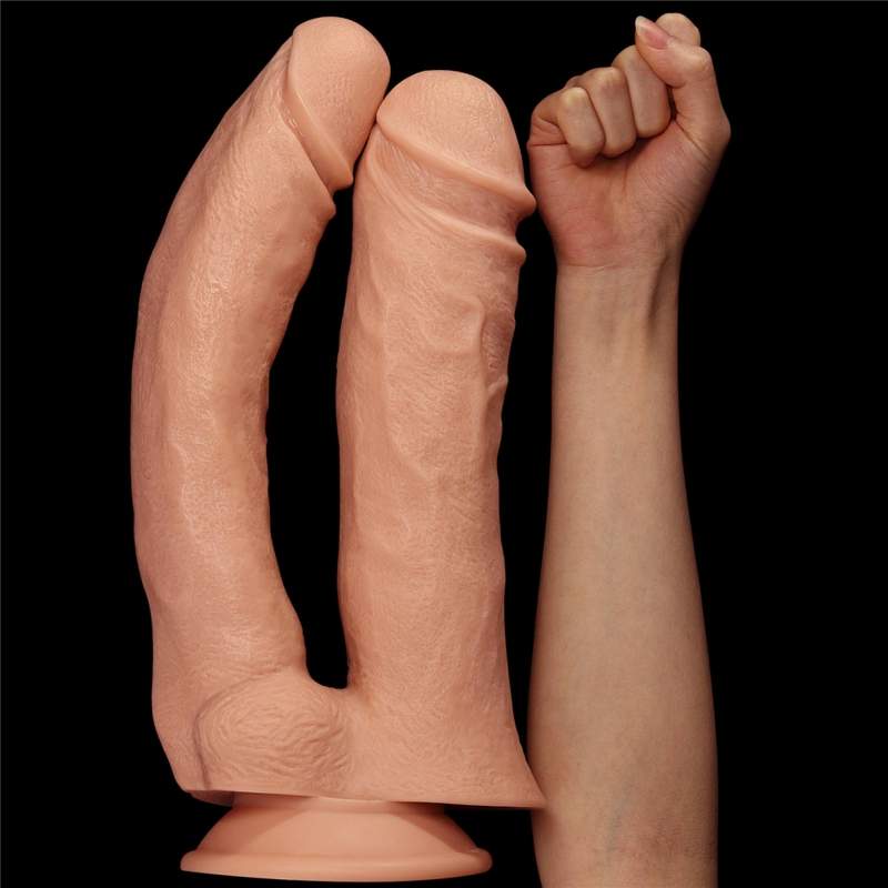 Realistyczne, dwustronne dildo King Size 2w1 z przyssawką- 30,5cm