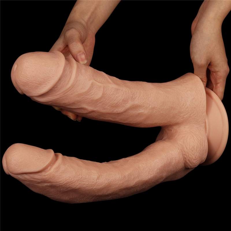 Realistyczne, dwustronne dildo King Size 2w1 z przyssawką- 30,5cm