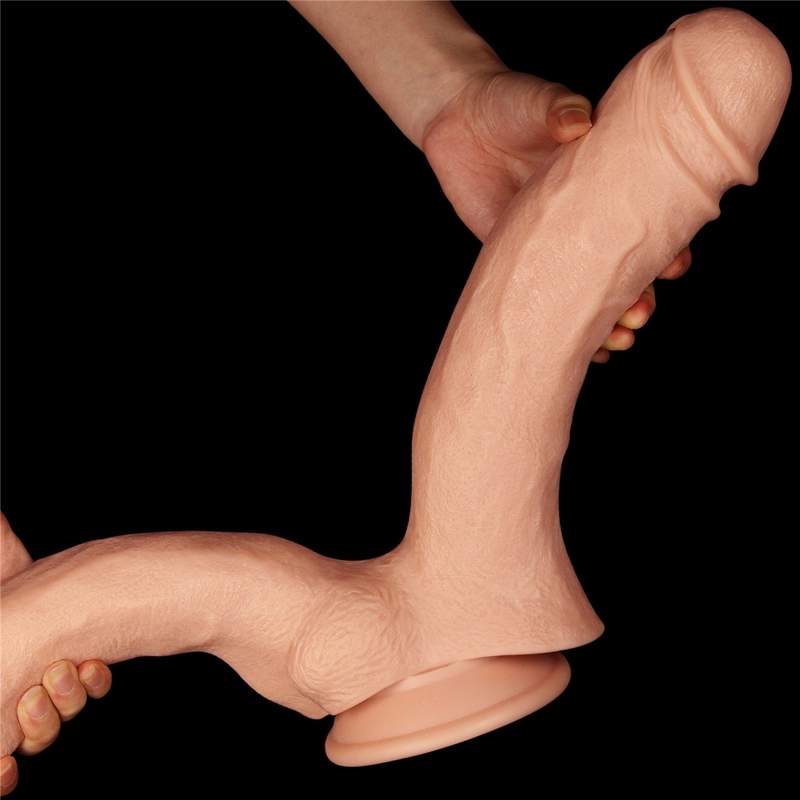 Realistyczne, dwustronne dildo King Size 2w1 z przyssawką- 30,5cm